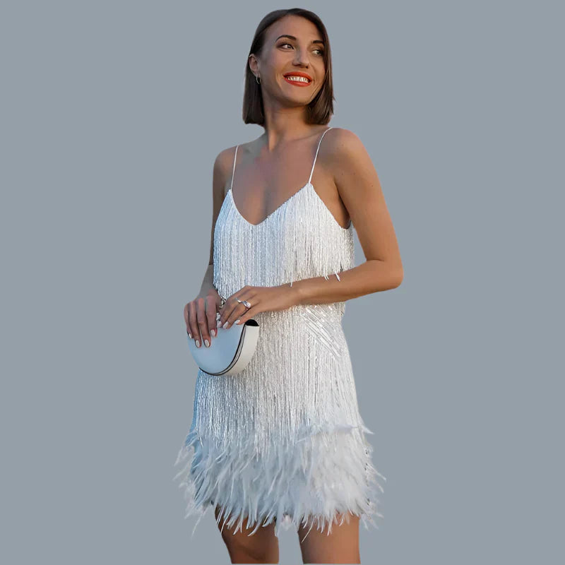 Zorythia – Shimmering Mini dress with Fringes