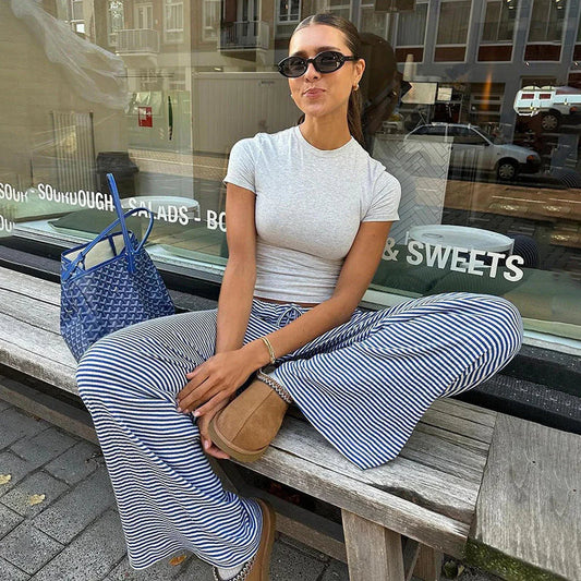 Yzella – Striped Cotton Pants