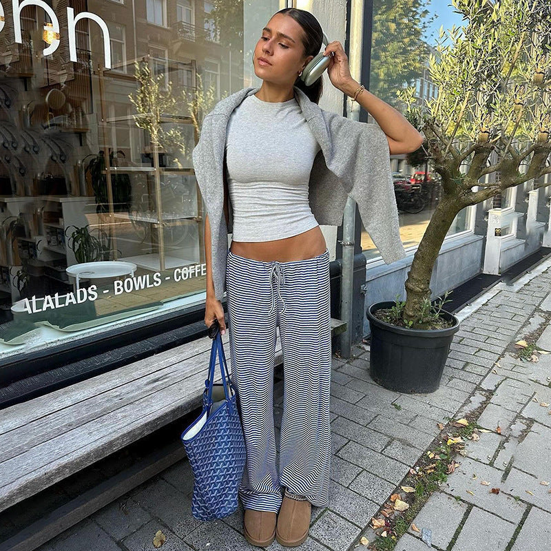 Yzella – Striped Cotton Pants