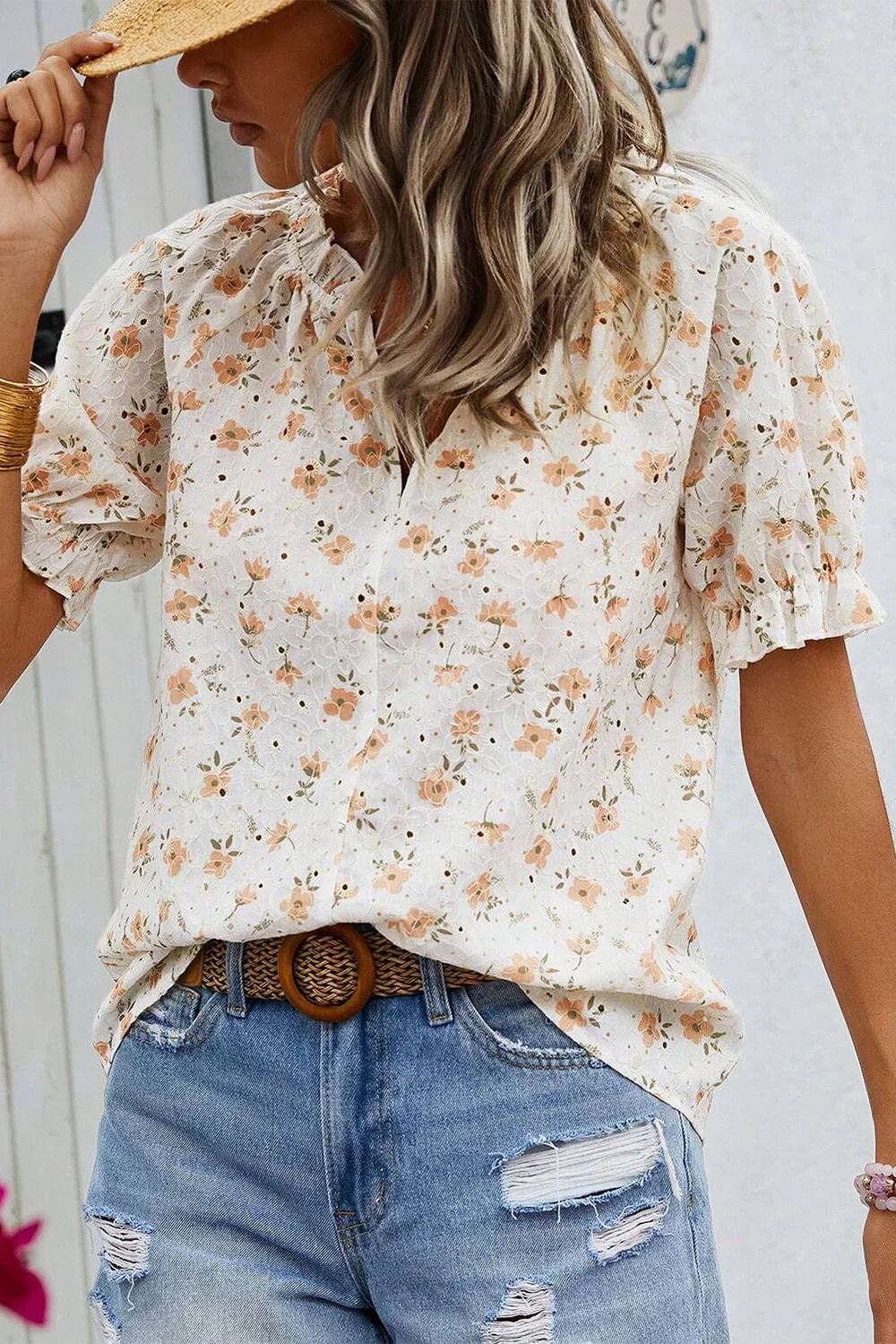 Yshel – Floral Print Puff Sleeves Blouse