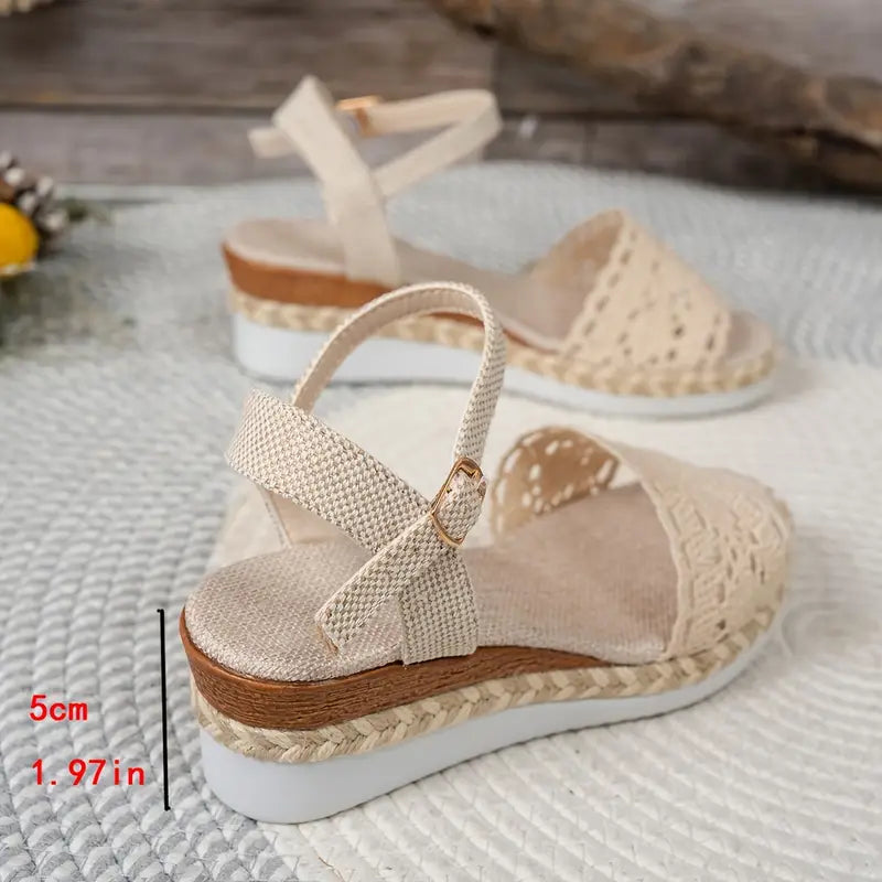 Veniza - Boho Crochet Espadrilles Wedge Heel