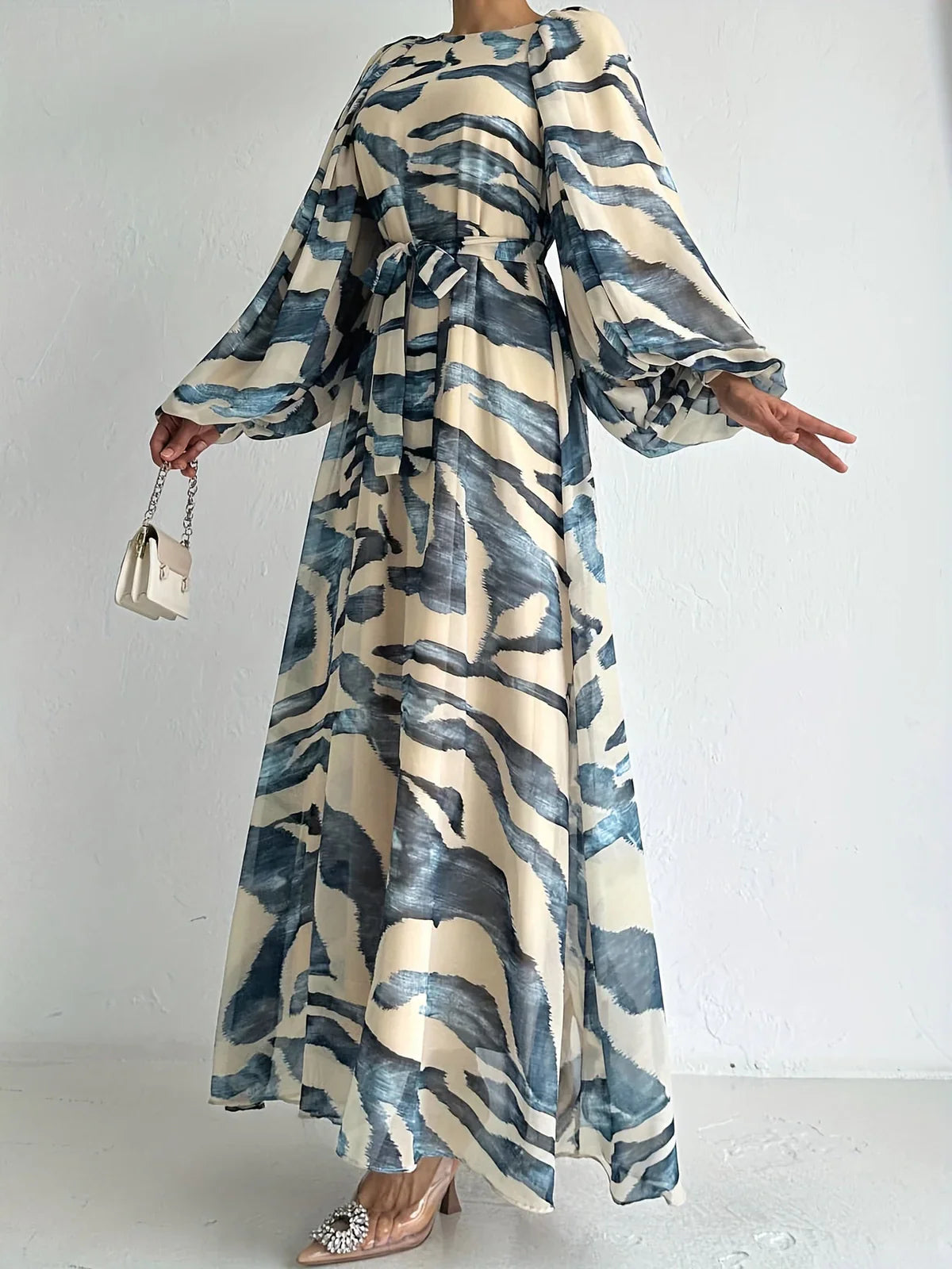 Elisire – Artistic Print Chiffon Maxi Dress