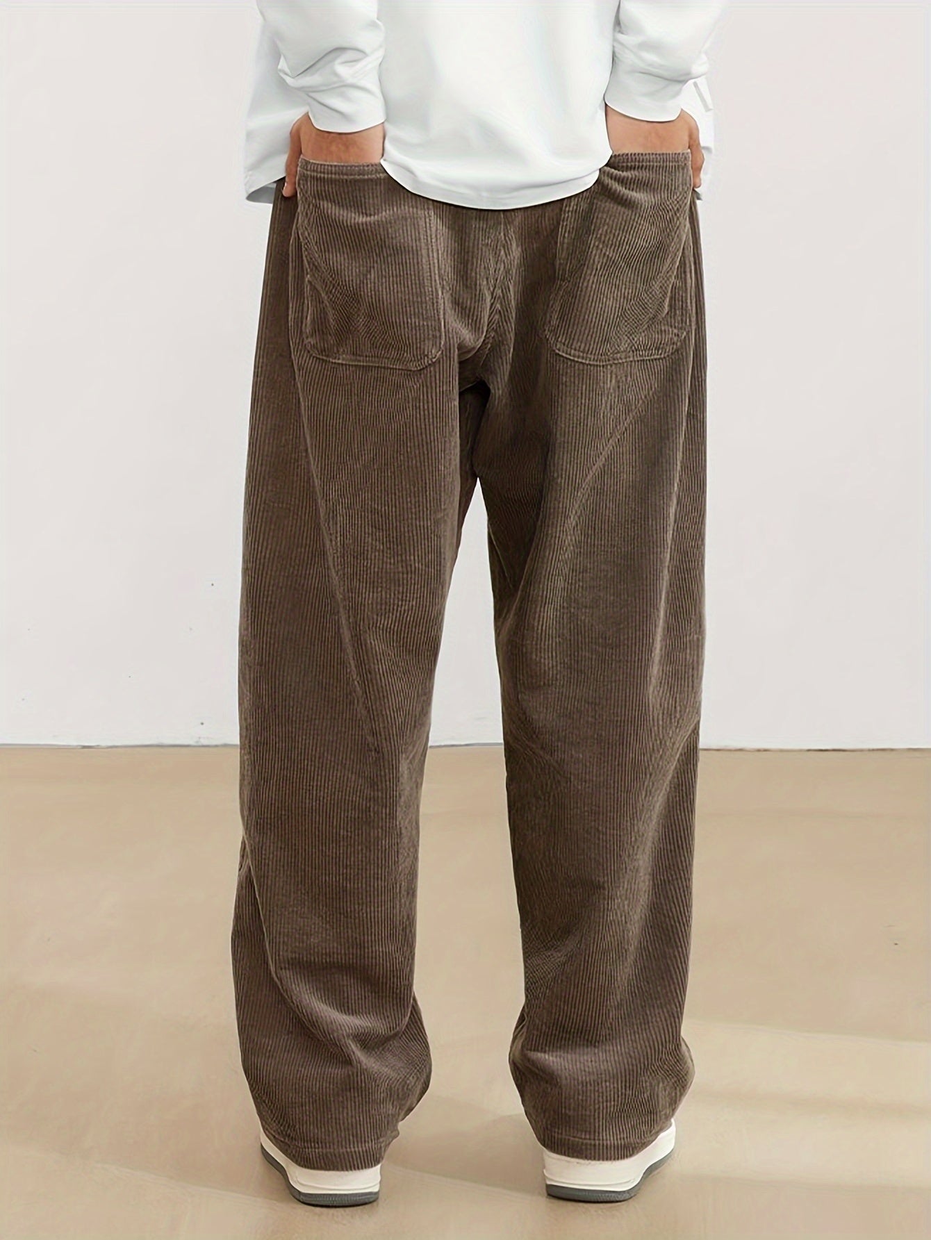 Men's Corduroy Pants with Pockets - Braun