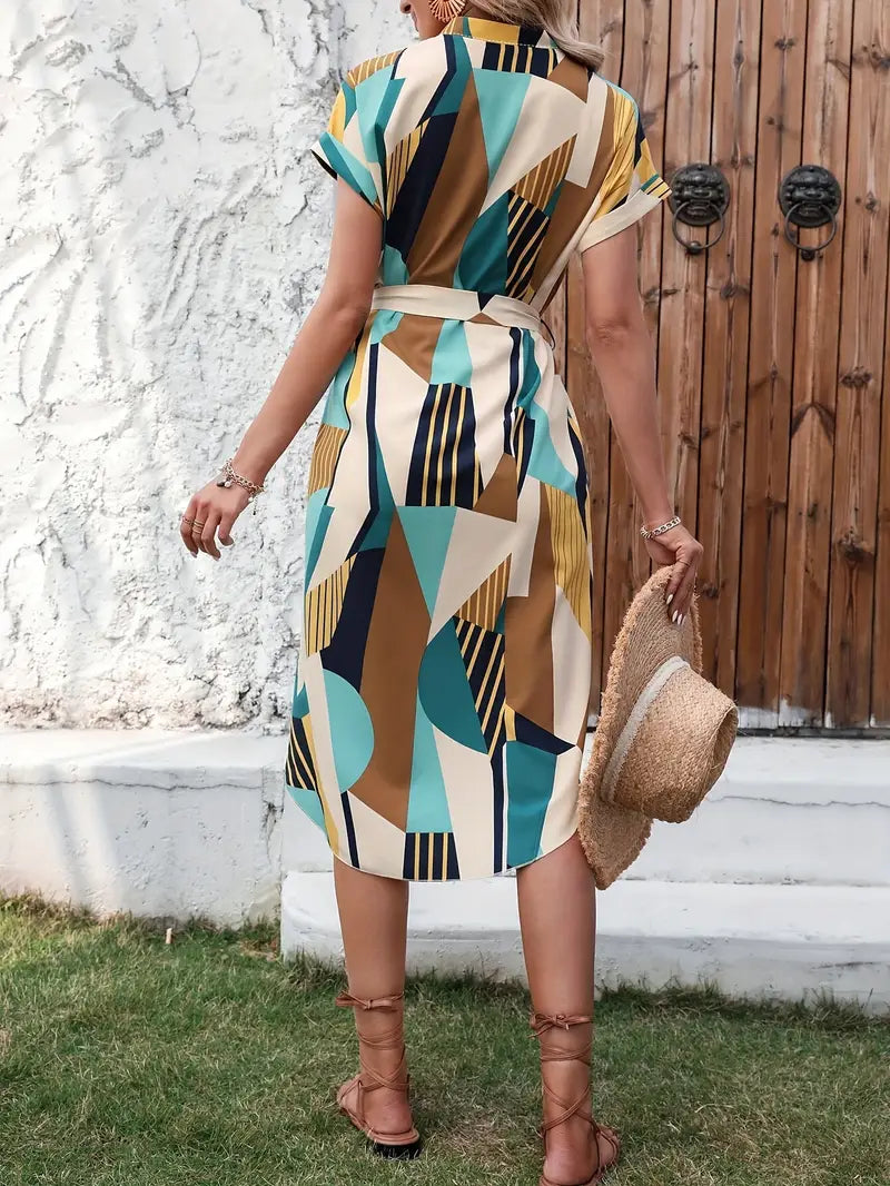 Lerissa – Elegant Geometric Print Dress