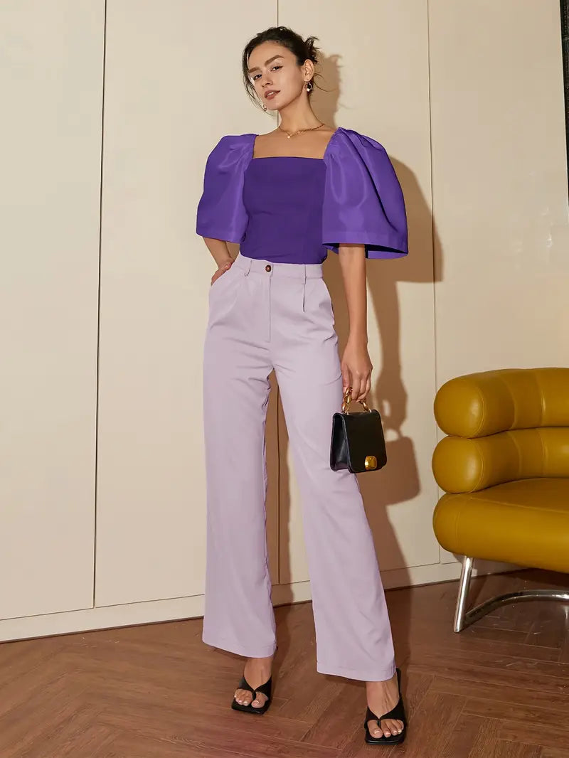 Clara – Stylish Satin Puff Sleeves Blouse