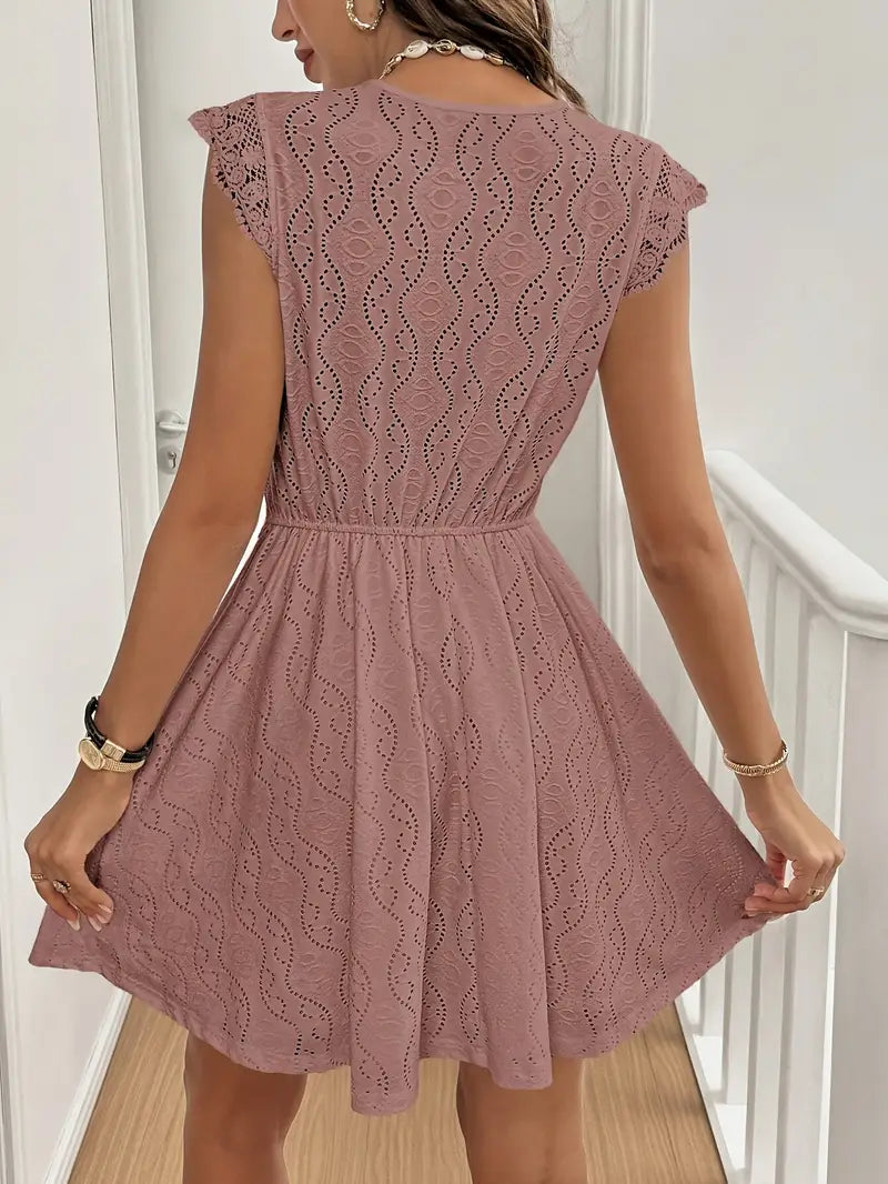 Avenleigh – Women's A-line Dress with Lace Sleeves