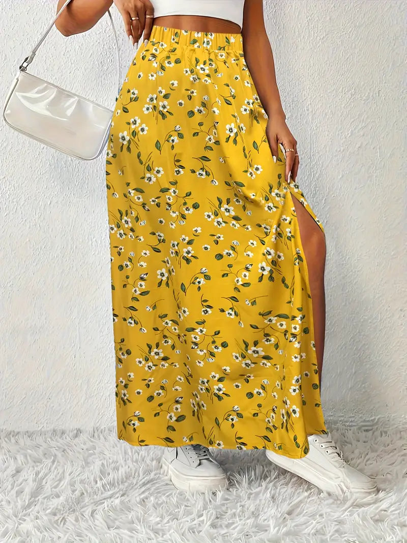 Louvina – Maxi Skirt with Floral Slit