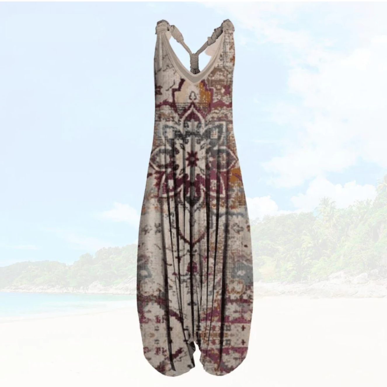 Zevaris – Wide-leg Boho-style Jumpsuit