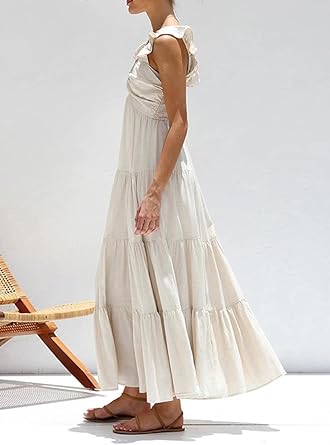 Prisca – Linen Maxi Dress with Ruffles