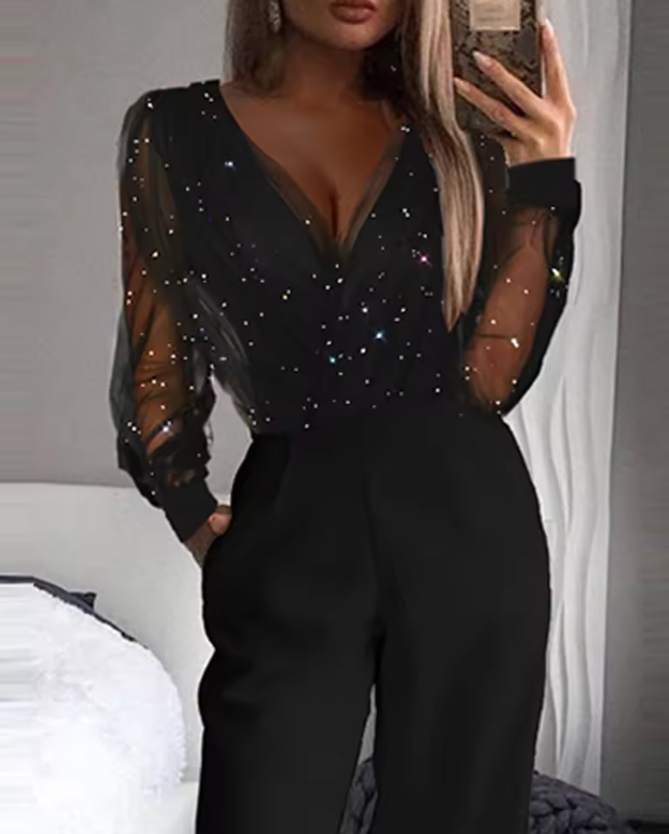 Olivette – Elegant Mesh Jumpsuit