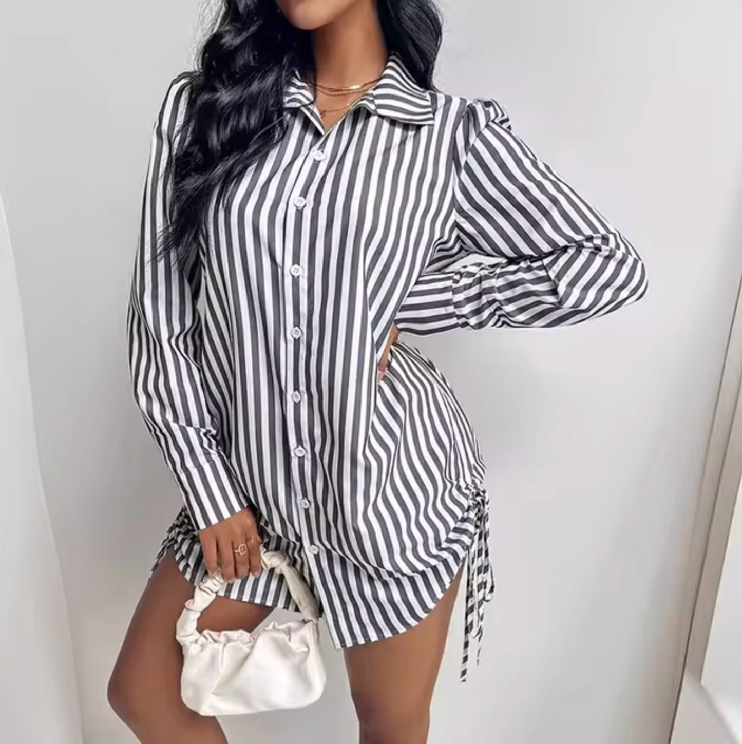 Kiri – Striped Dress with Buttons
