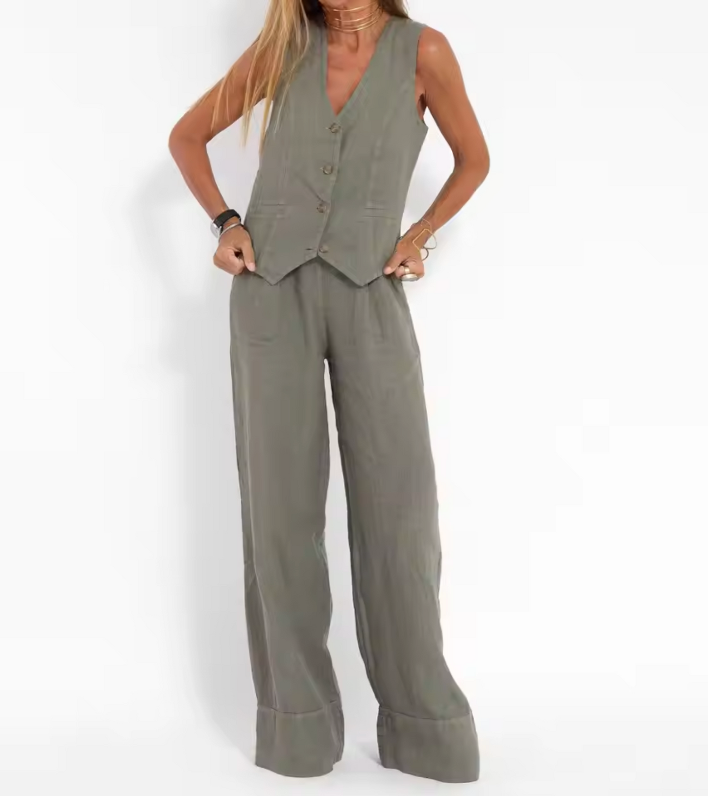 Soleil – Stylish Two-Piece Linen Suit Set