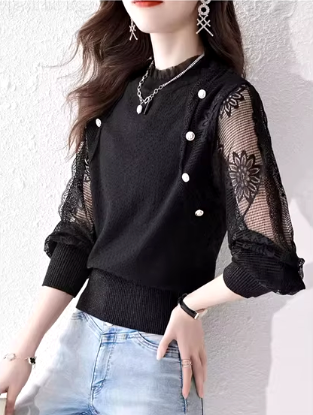 Sienna – Lace Sleeves Blouse