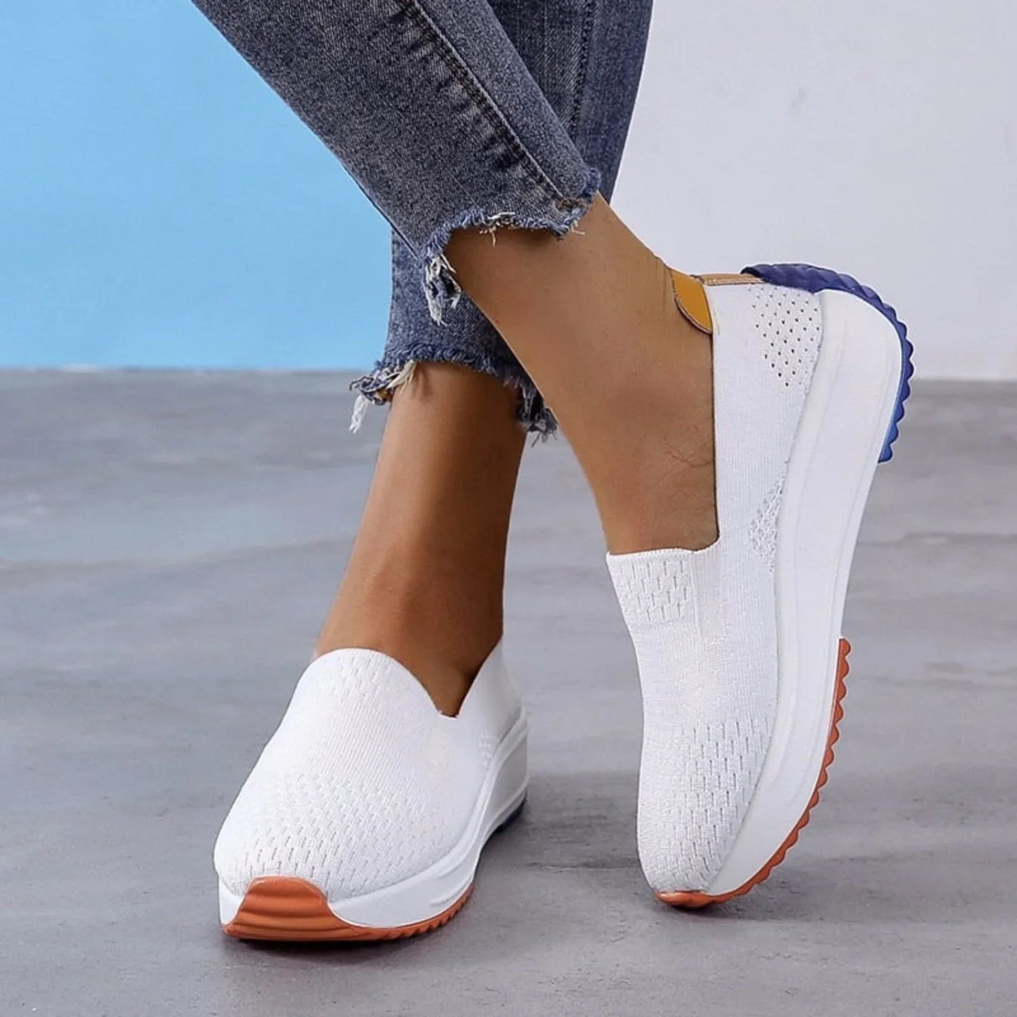 Nyssara – Breathable Knitted Slip-on Platform Sneakers