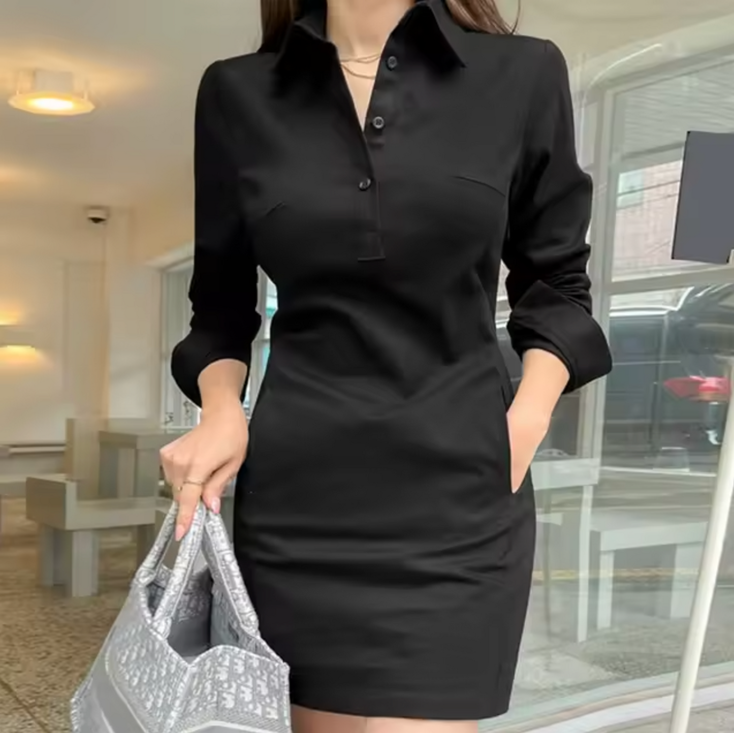 Silva – Long Sleeve Collar Dress