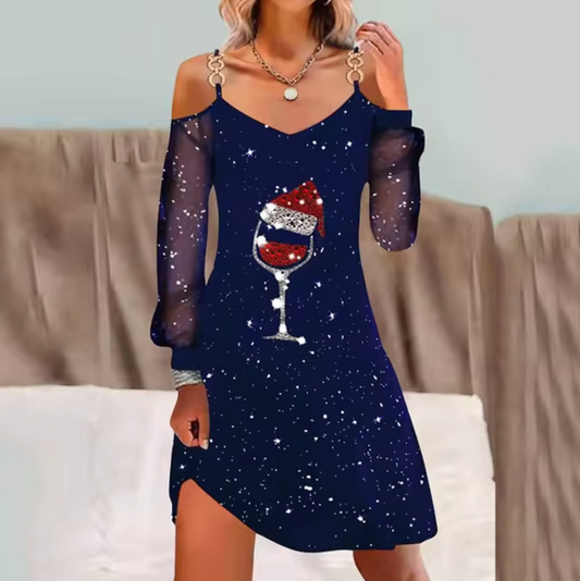 Hillary – Elegant Dress with Mesh Sleeves