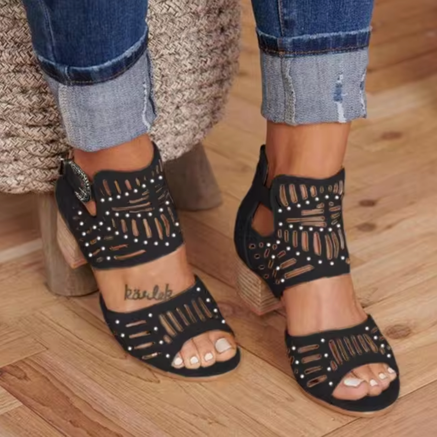 Maia - High Heel Sandals with Hemstitch