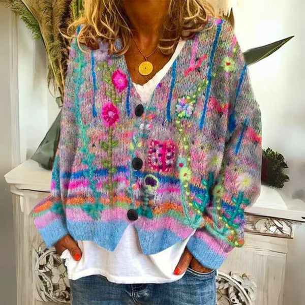 Eléa - Ladies' sweater with floral patterns