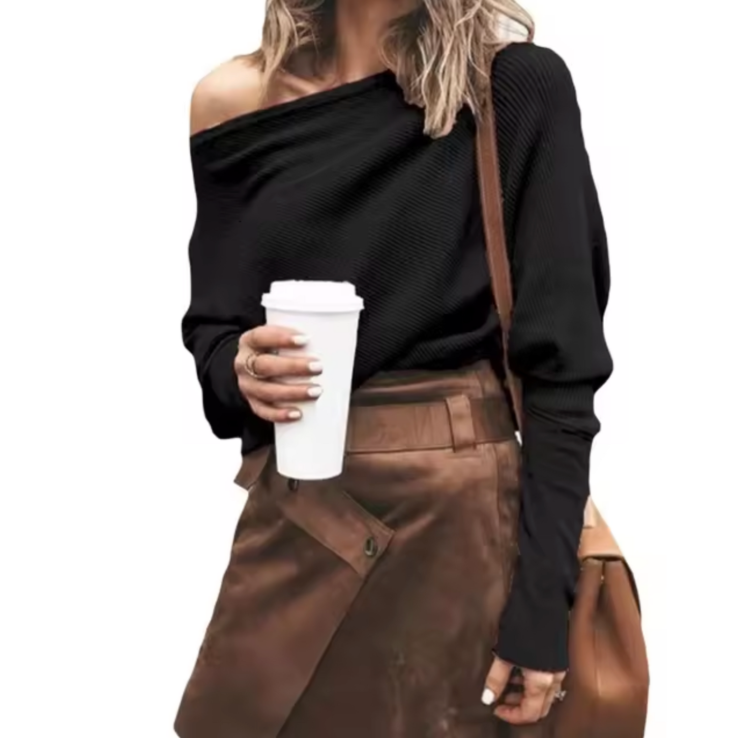 Tanya – Elegant Off-Shoulder Knitted Blouse
