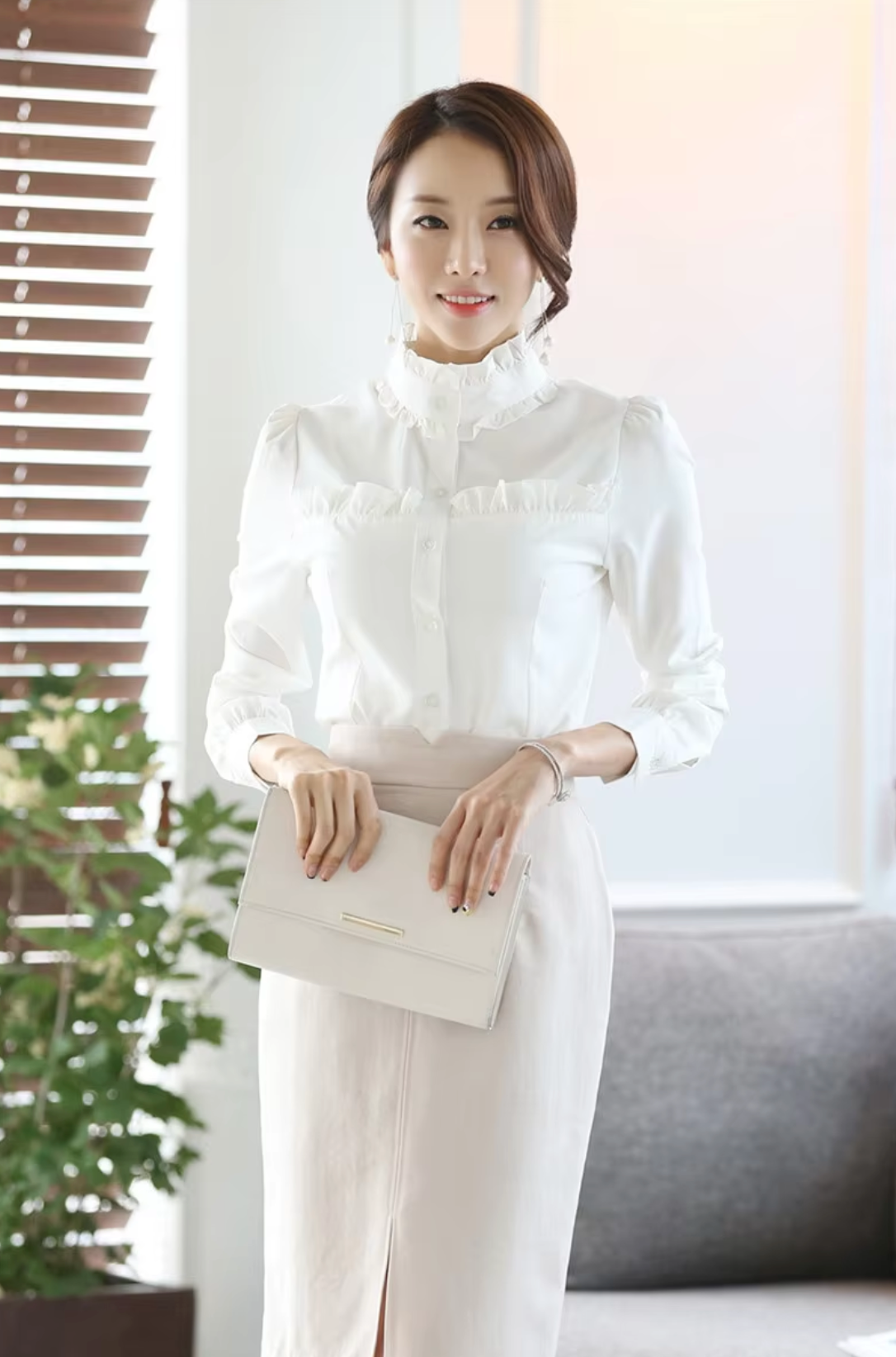 Evalyn – Stylish Cotton High Neck Blouse
