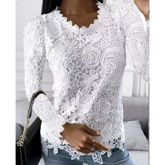 Hallie – Elegant Lace Floral Top