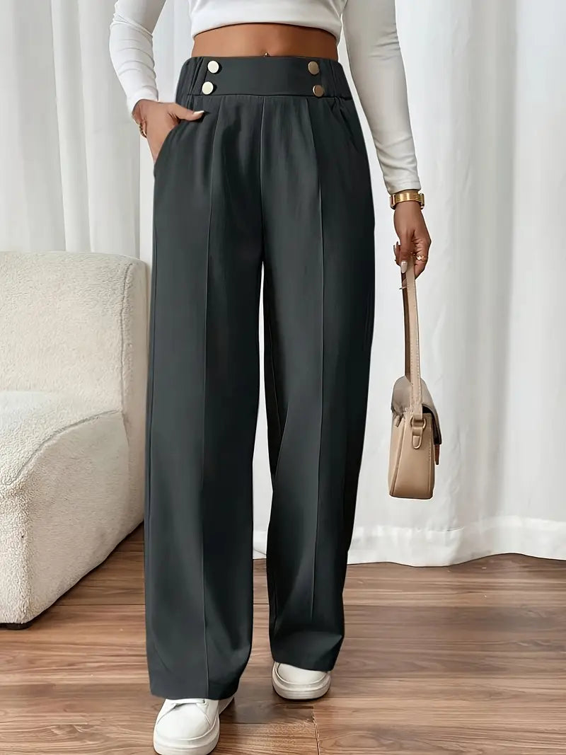Lethoria – Elegant High-waisted Wide-leg Trousers