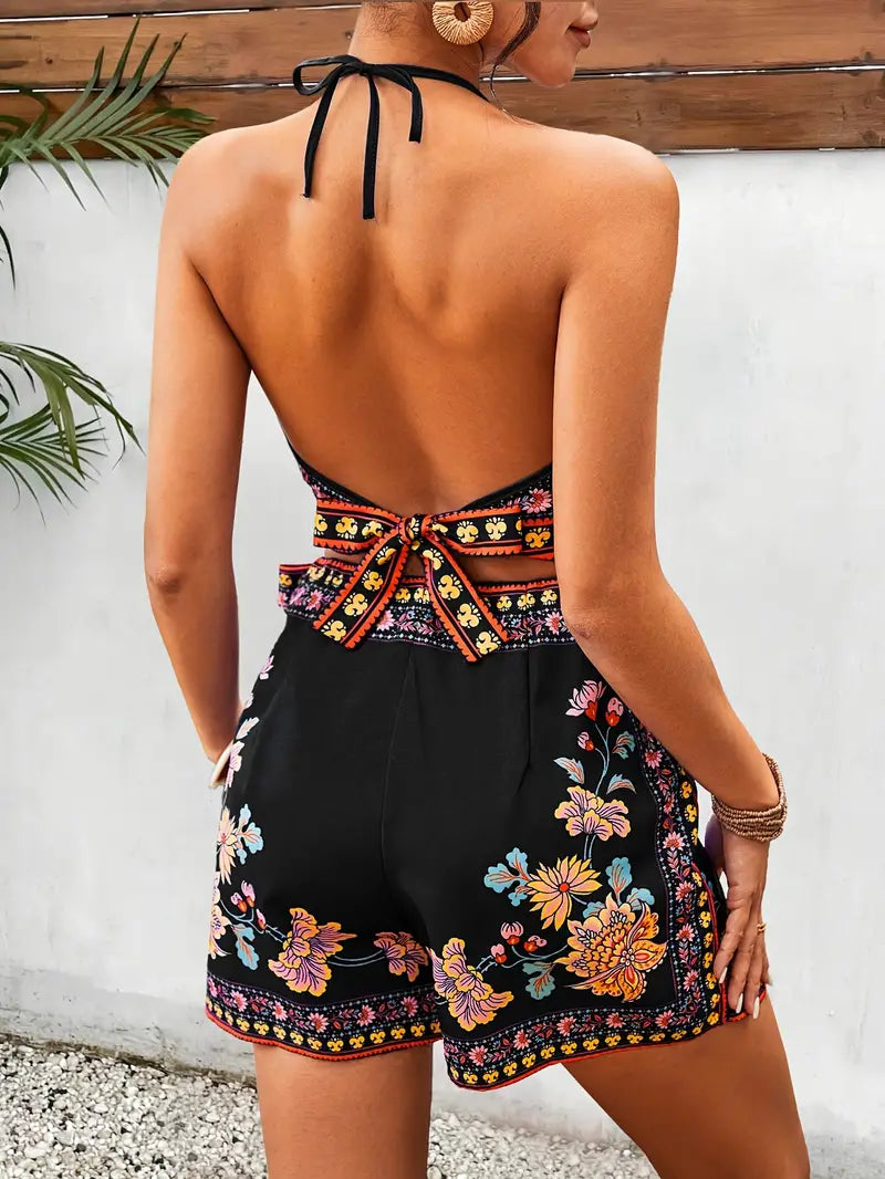 Misty –  Halter Crop Top and Wrap Mini Skirt