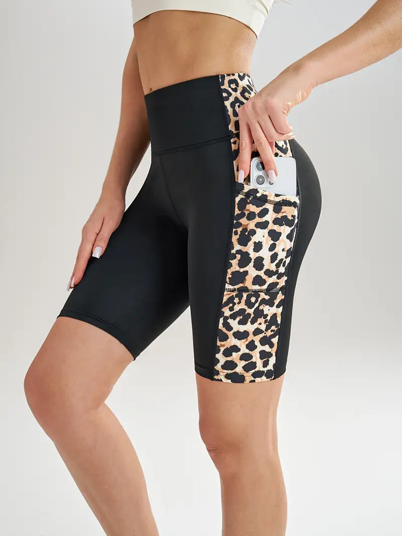 Sanguina – Leopard Print Biker Shorts with Pockets