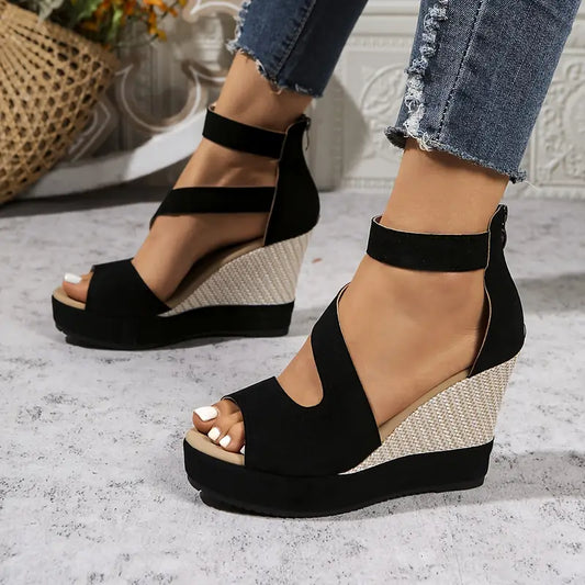 Oriane – Elegant Wedge Sandals in Espadrille Style
