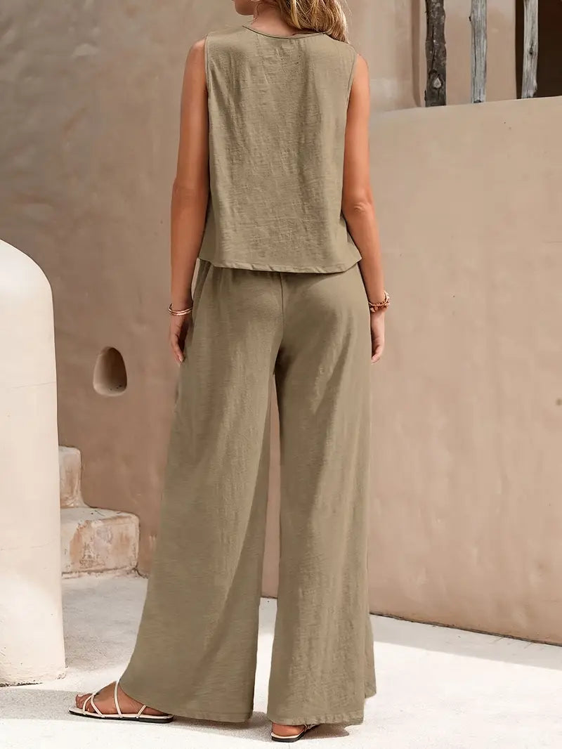 Armiela – Minimalist Sleeveless Wide-leg Trousers