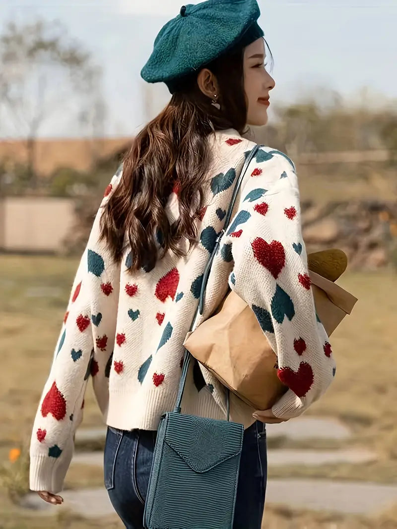 Vinny – Wool Heart Patterned Sweater