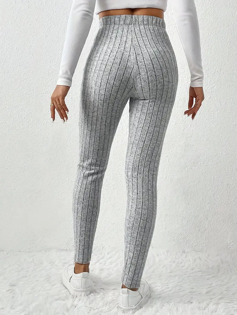 Zhari – High-waisted Ribbed Drawstring Leggings
