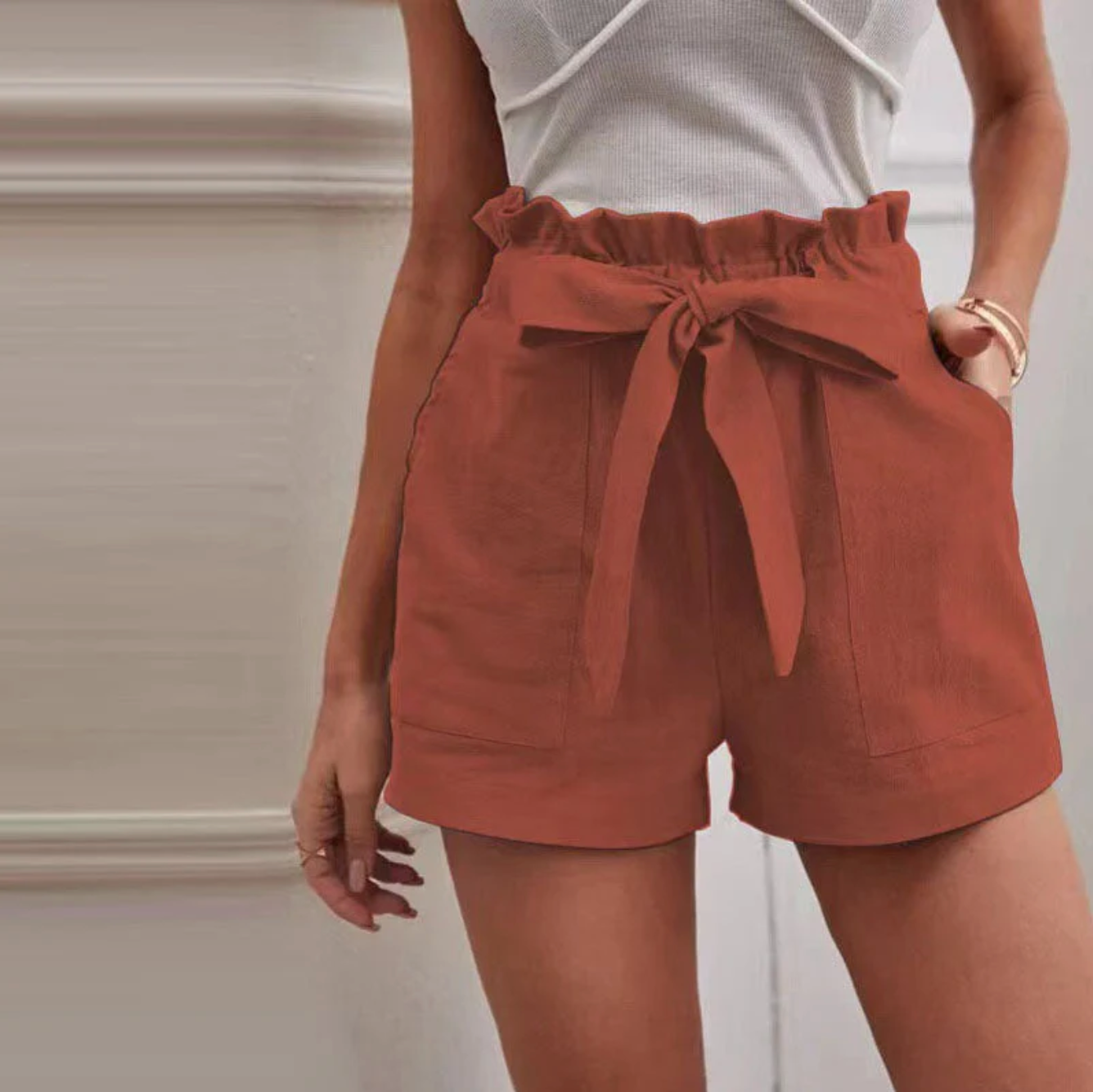 Aurelith – Elegant High-waisted Ruffle Shorts