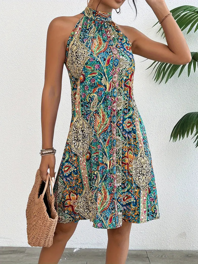 Vexia – Bohemian Halter Neck Dress