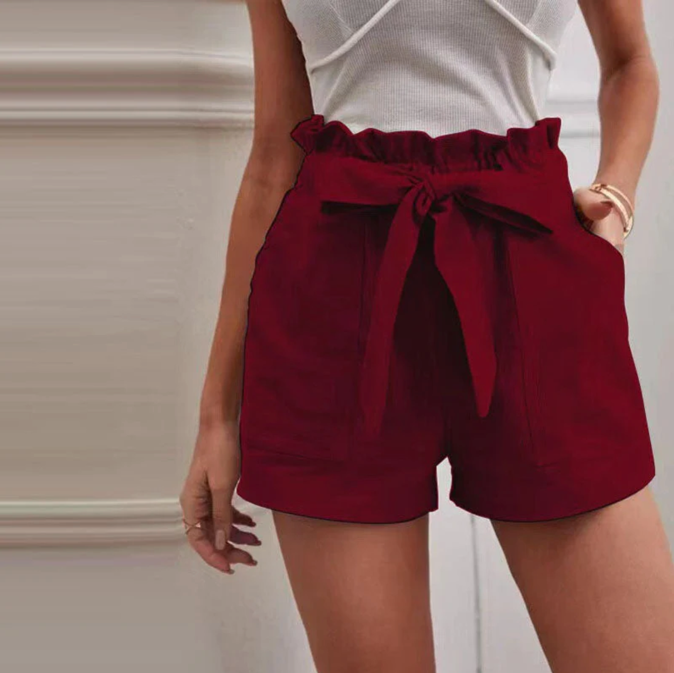 Aurelith – Elegant High-waisted Ruffle Shorts