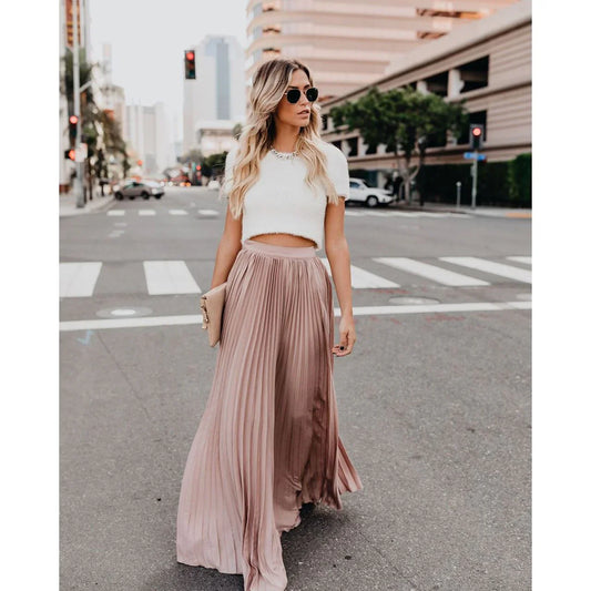 Veluna – Stylish Pleated Maxi Skirt