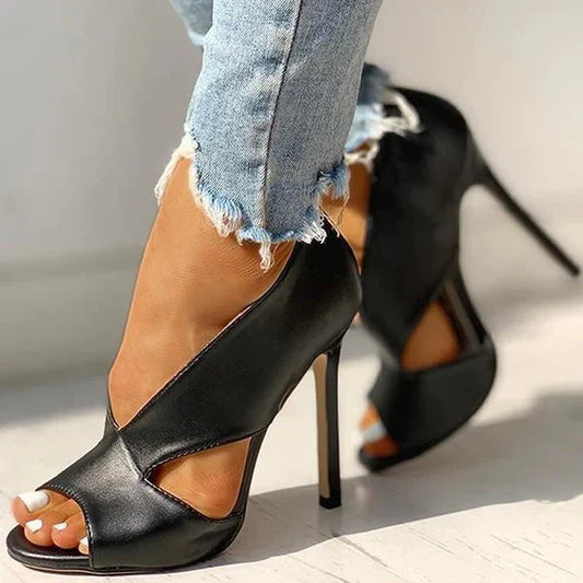 Zyphirae - Stylish Open-Toe Leather Stilettos