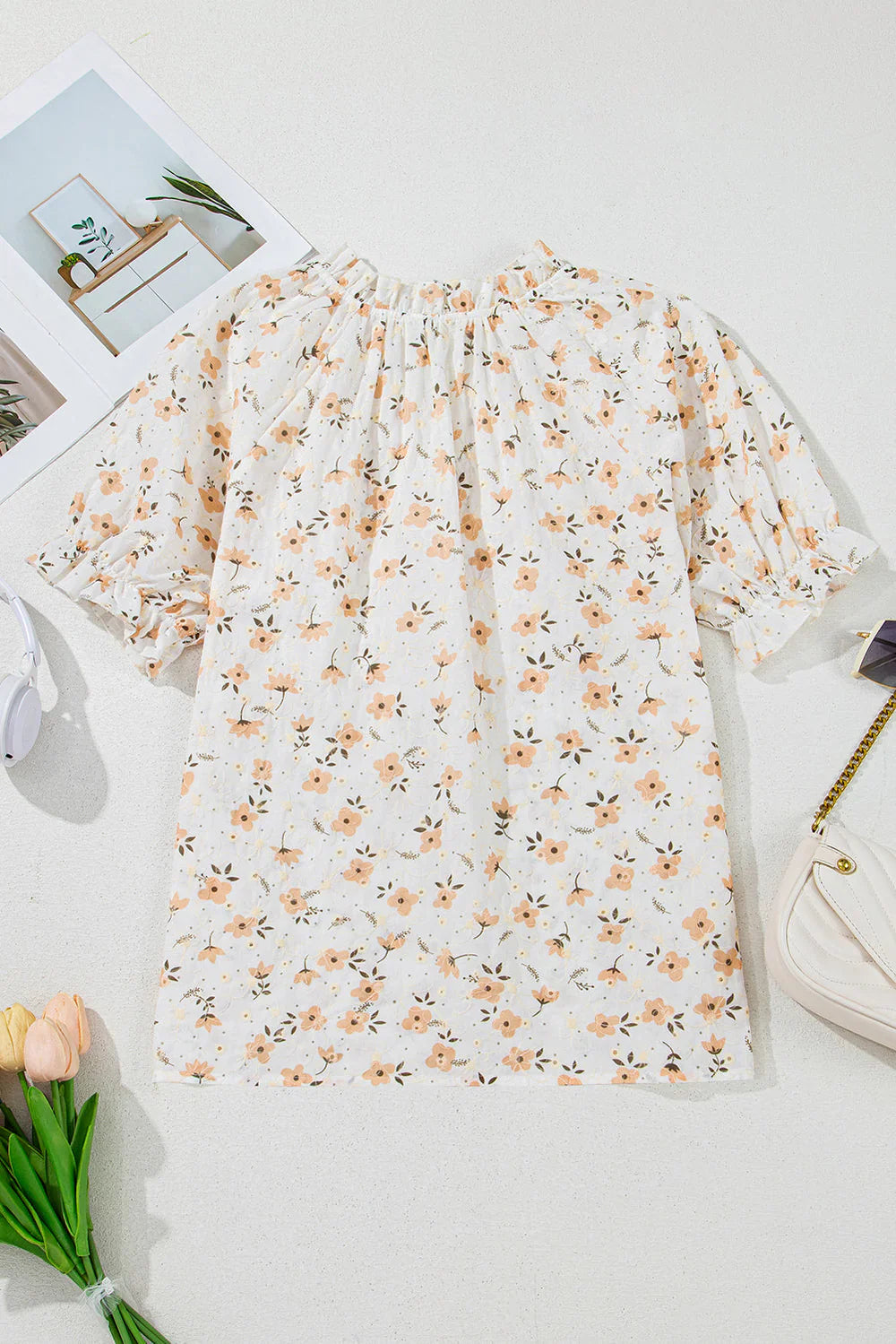 Yshel – Floral Print Puff Sleeves Blouse