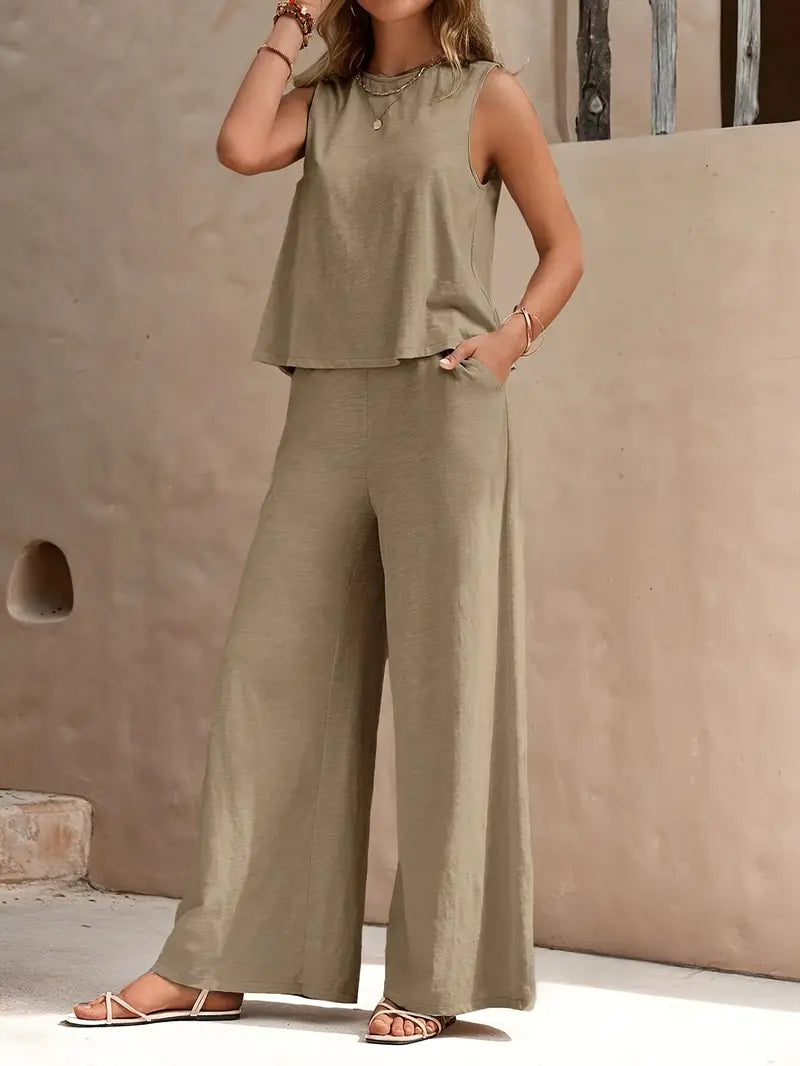 Armiela – Minimalist Sleeveless Wide-leg Trousers
