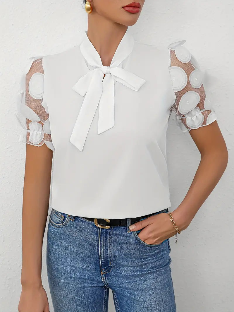 Sabryne - Blouse with Transparent Puff Sleeves