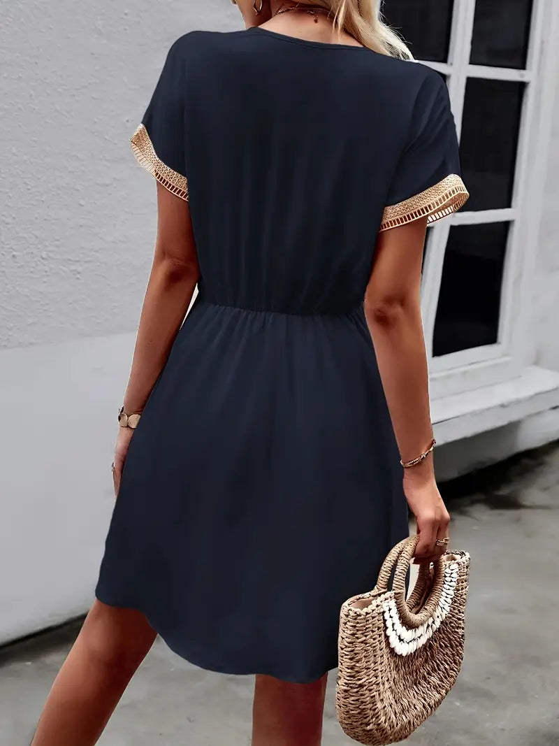 Jemila - Boho Mini Dress with Crochet Trim