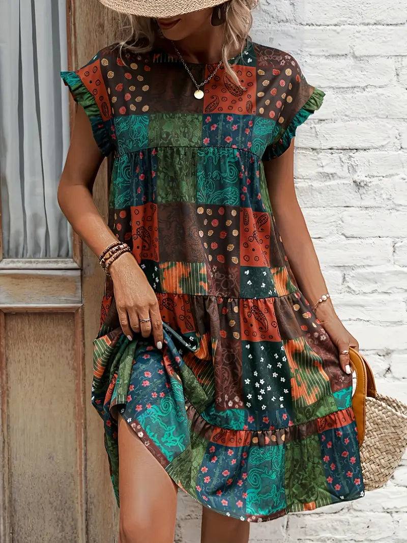 Elyth –  Bohemian Style Patchwork Dress