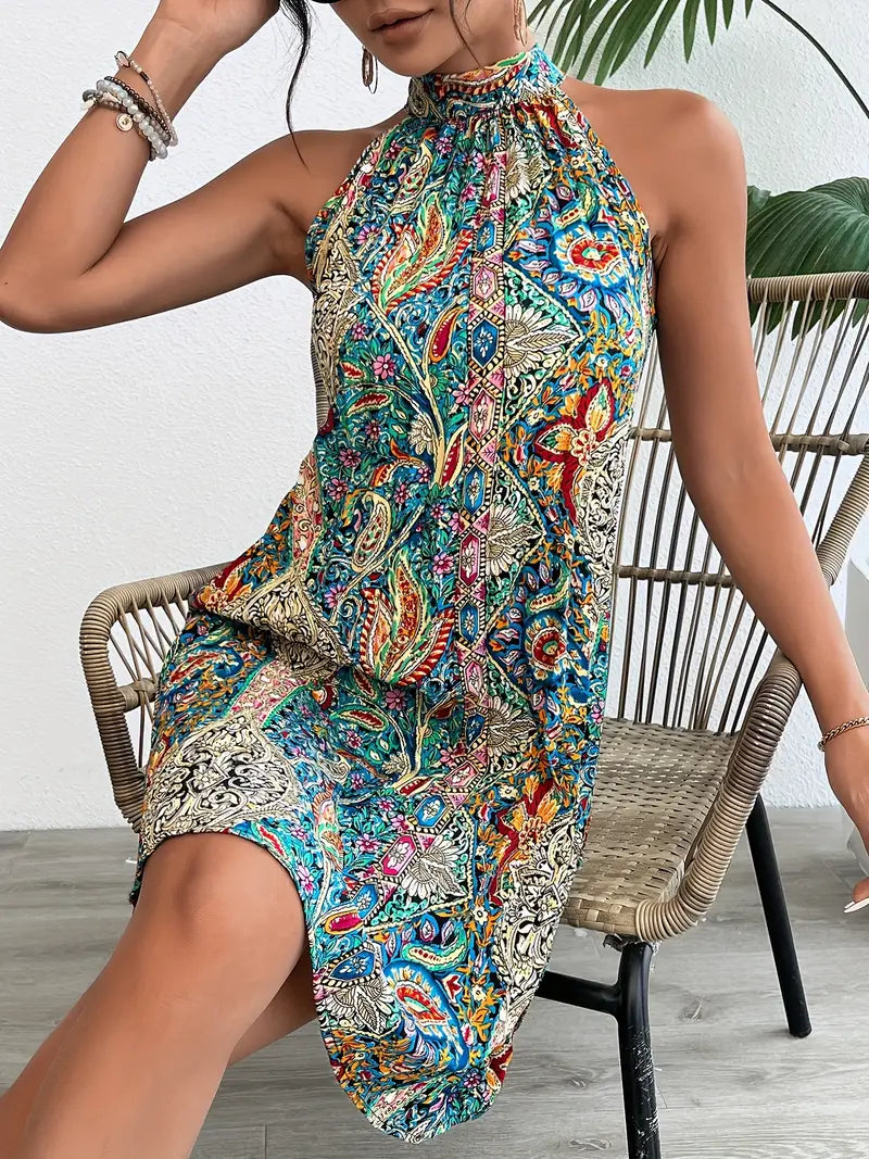 Vexia – Bohemian Halter Neck Dress