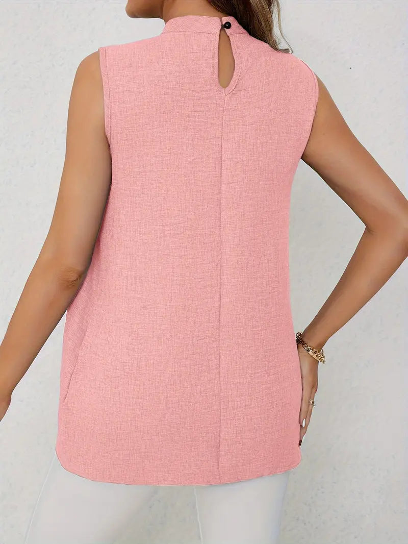 Zyra – Stylish Sleeveless Blouse with High Collar