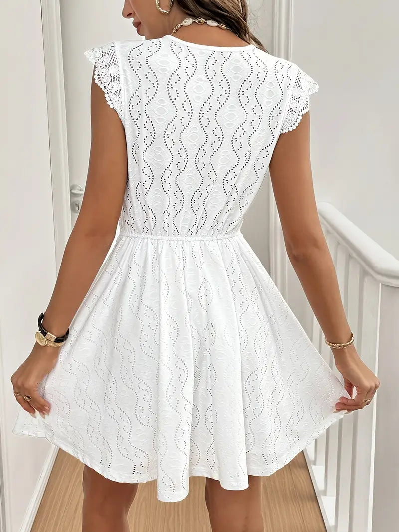 Avenleigh – Women's A-line Dress with Lace Sleeves