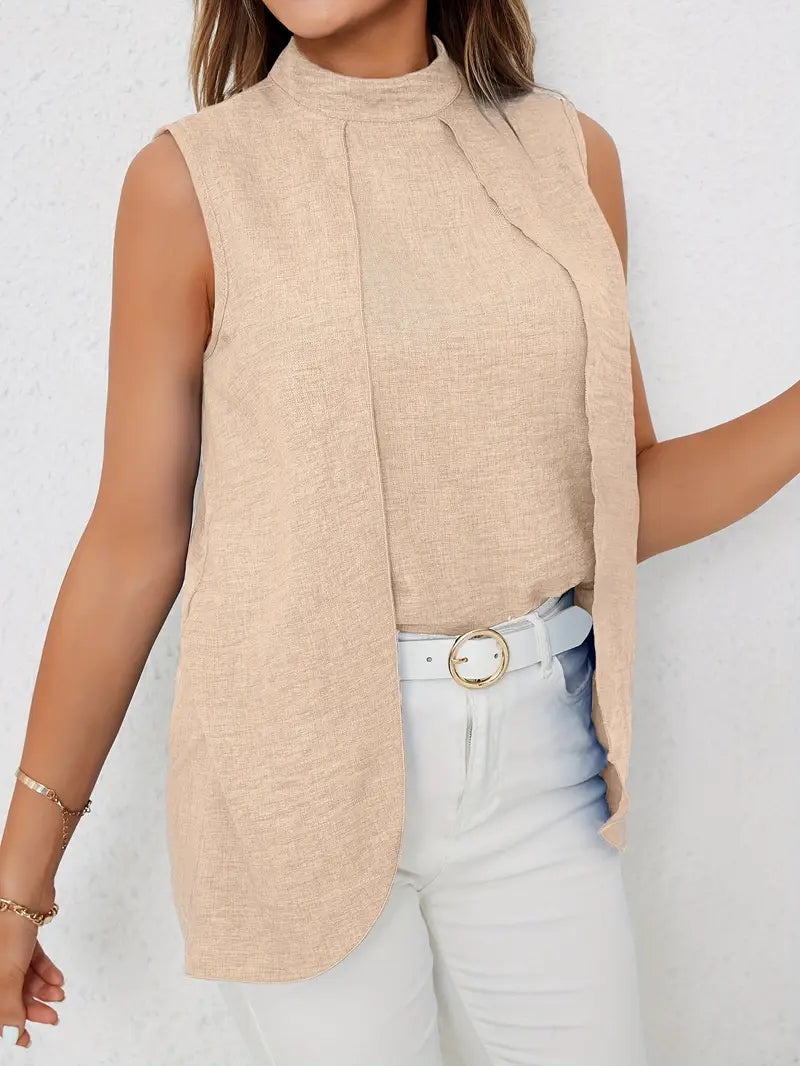 Zyra – Stylish Sleeveless Blouse with High Collar