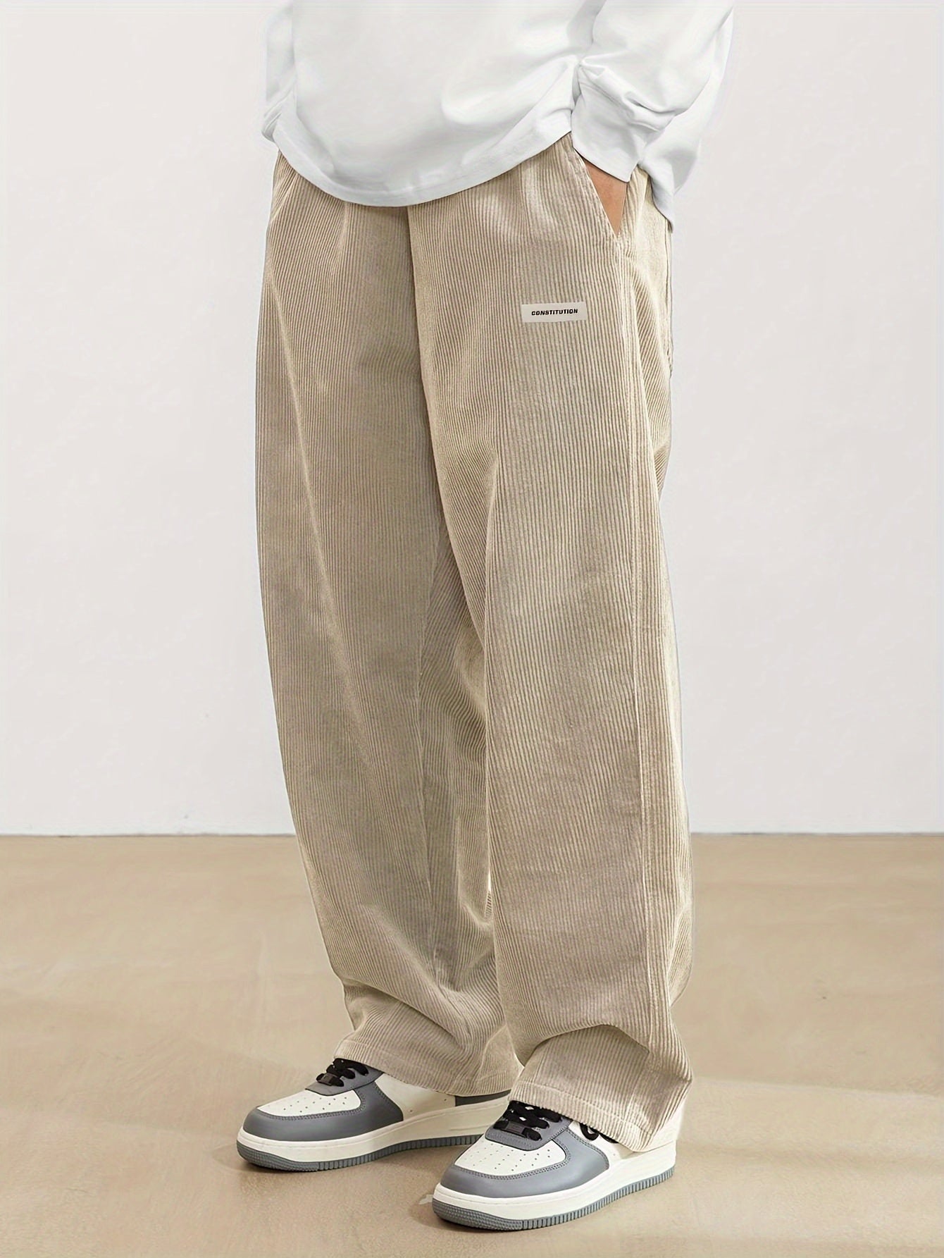 Men's Corduroy Pants with Pockets - Braun