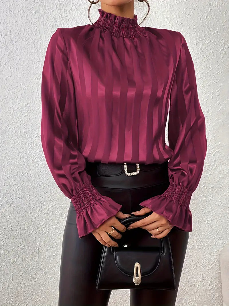 Lykke – Elegant Striped Satin Blouse