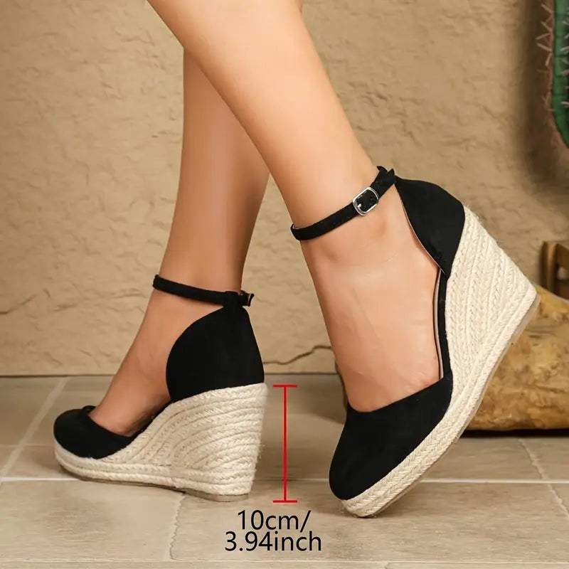 Hanalyn – Suede Ankle Strap Wedge Espadrille