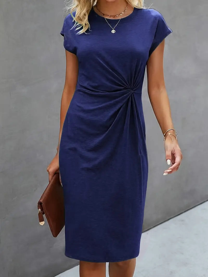 Monette – Casual-Chic Midi Dress with Knot Detail
